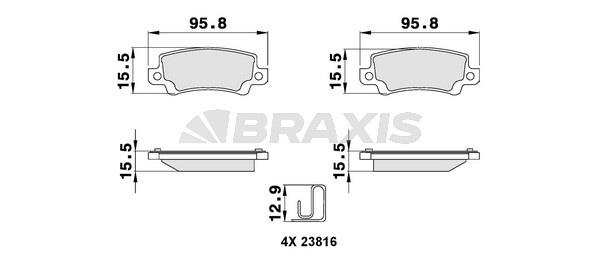 Braxis AB0136 Brake Pad Set, disc brake AB0136