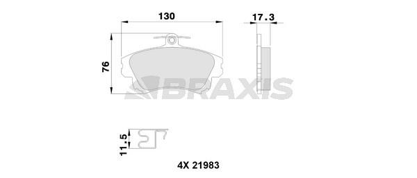 Braxis AB0112 Brake Pad Set, disc brake AB0112