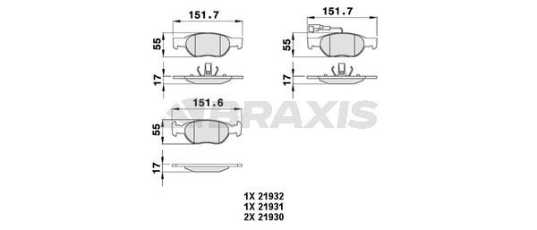 Braxis AB0063 Brake Pad Set, disc brake AB0063