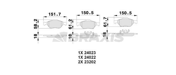 Braxis AB0030 Brake Pad Set, disc brake AB0030