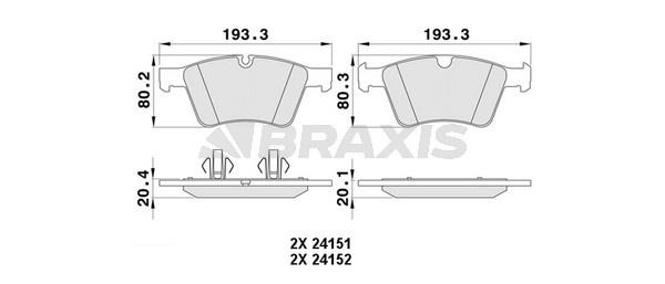 Braxis AA0408 Brake Pad Set, disc brake AA0408