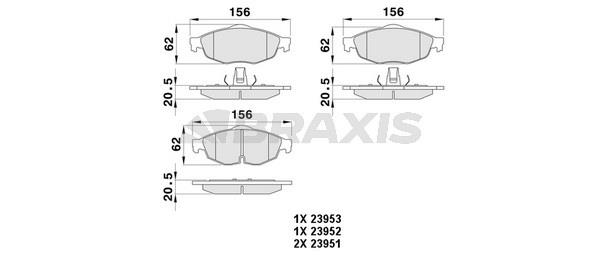 Braxis AA0384 Brake Pad Set, disc brake AA0384