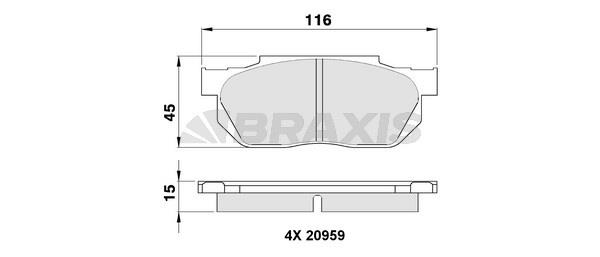 Braxis AA0349 Brake Pad Set, disc brake AA0349