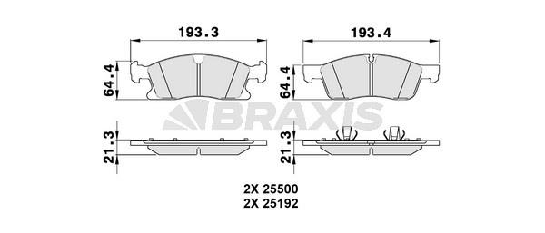 Braxis AA0308 Brake Pad Set, disc brake AA0308