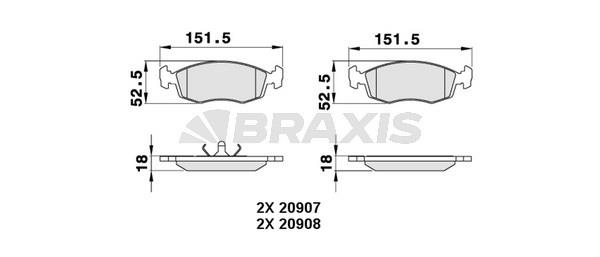 Braxis AA0300 Brake Pad Set, disc brake AA0300