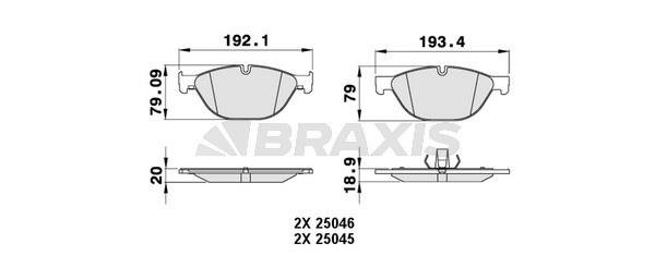 Braxis AA0240 Brake Pad Set, disc brake AA0240