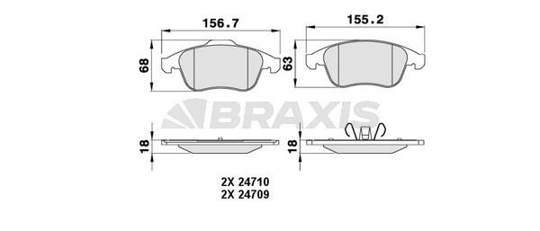 Braxis AA0222 Brake Pad Set, disc brake AA0222