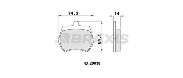 Braxis AA0200 Brake Pad Set, disc brake AA0200