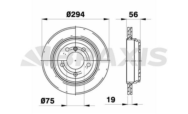 Braxis AE0790 Rear ventilated brake disc AE0790