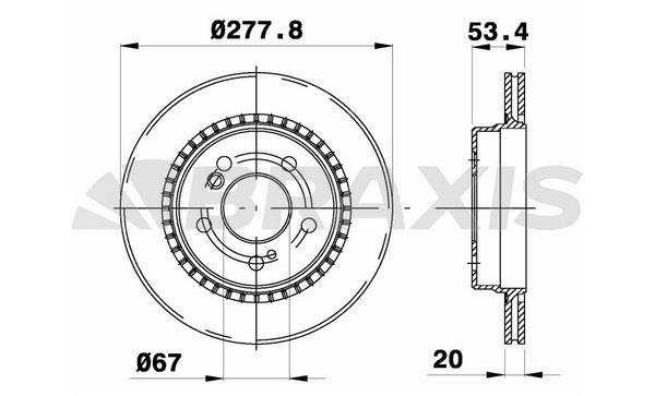 Braxis AE0788 Rear brake disc, non-ventilated AE0788