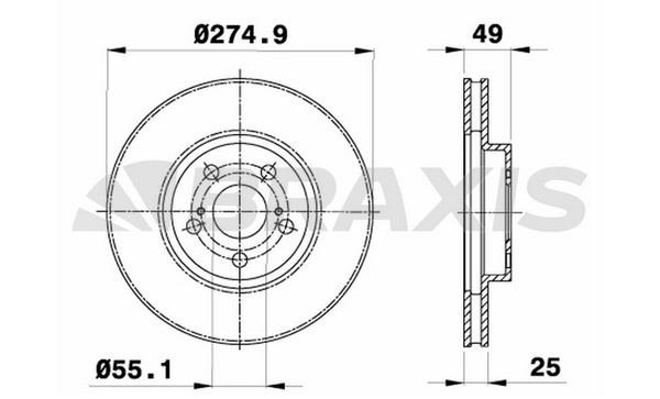 Braxis AE0713 Front brake disc ventilated AE0713