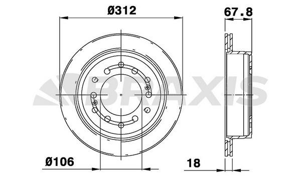Braxis AE0693 Rear ventilated brake disc AE0693
