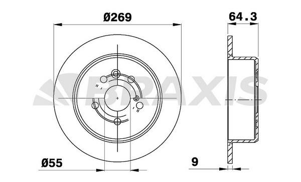 Braxis AE0650 Rear brake disc, non-ventilated AE0650