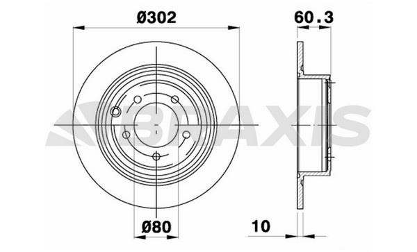 Braxis AE0634 Rear brake disc, non-ventilated AE0634