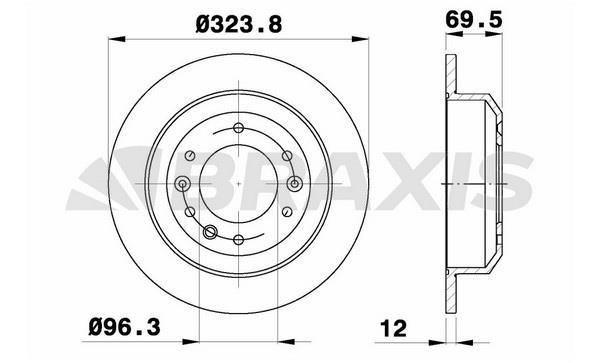 Braxis AE0611 Rear brake disc, non-ventilated AE0611
