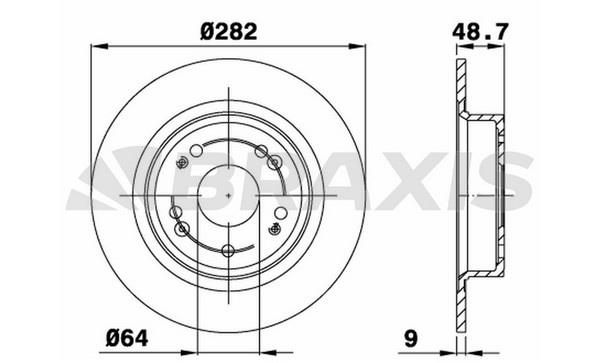 Braxis AE0606 Rear brake disc, non-ventilated AE0606