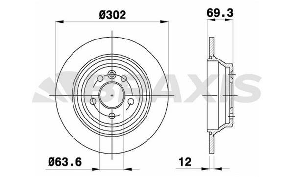 Braxis AE0598 Rear brake disc, non-ventilated AE0598