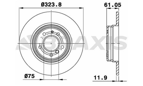 Braxis AE0538 Rear brake disc, non-ventilated AE0538