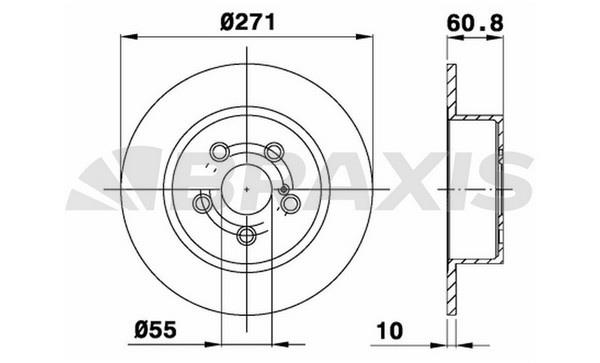 Braxis AE0537 Rear brake disc, non-ventilated AE0537