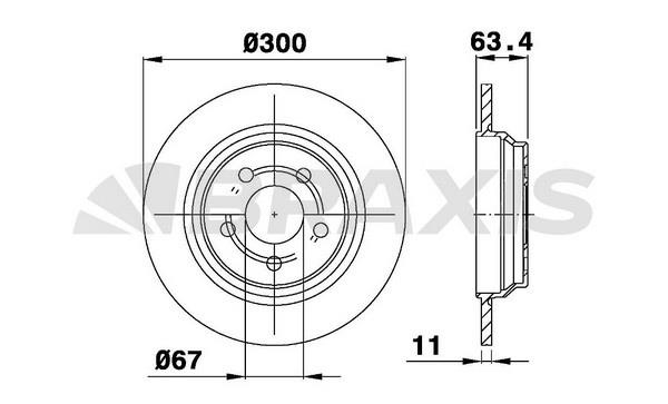Braxis AE0534 Rear brake disc, non-ventilated AE0534
