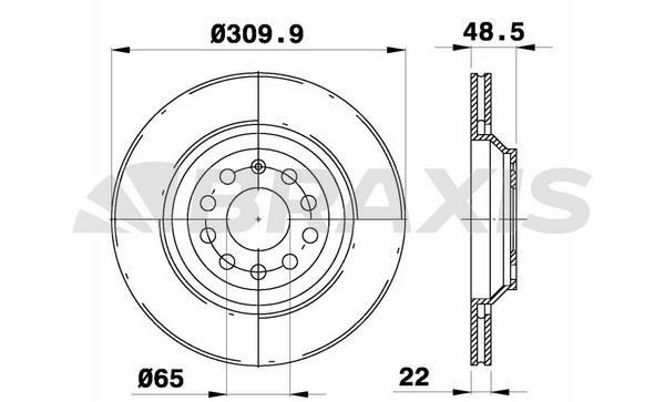 Braxis AE0531 Rear ventilated brake disc AE0531