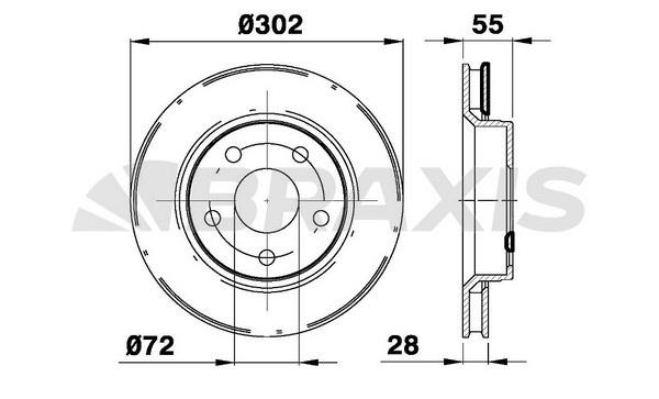 Braxis AE0527 Front brake disc ventilated AE0527