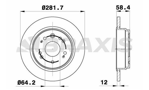 Braxis AE0516 Rear brake disc, non-ventilated AE0516