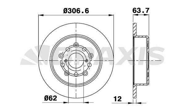 Braxis AE0513 Rear brake disc, non-ventilated AE0513