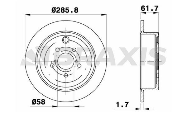 Braxis AE0512 Rear brake disc, non-ventilated AE0512