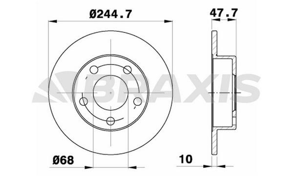 Braxis AE0494 Rear brake disc, non-ventilated AE0494