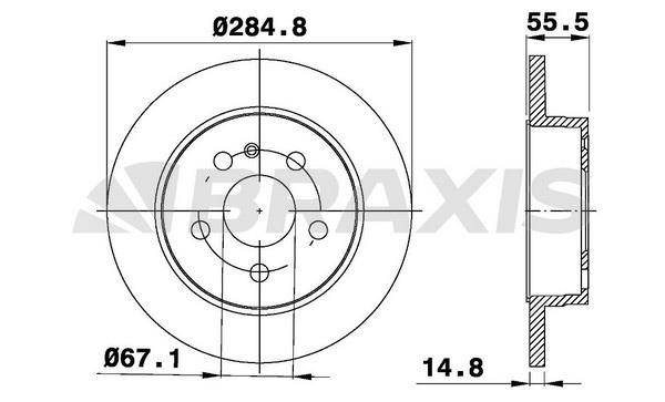 Braxis AE0484 Rear brake disc, non-ventilated AE0484