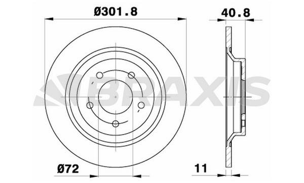 Braxis AE0482 Rear brake disc, non-ventilated AE0482