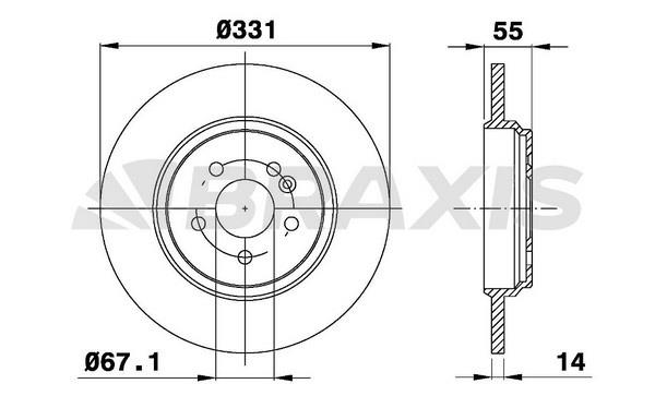 Braxis AE0456 Rear brake disc, non-ventilated AE0456