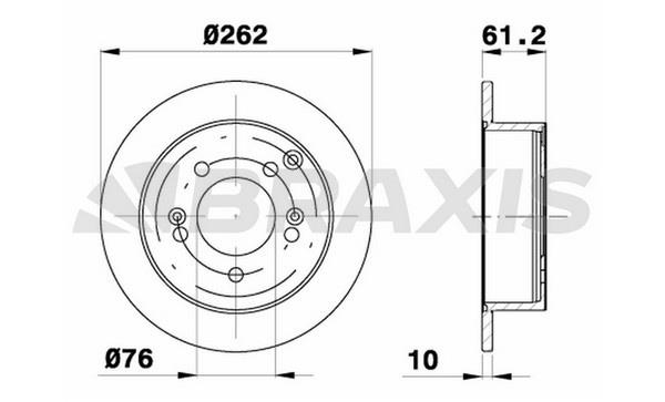 Braxis AE0446 Rear brake disc, non-ventilated AE0446