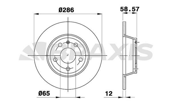 Braxis AE0439 Rear brake disc, non-ventilated AE0439