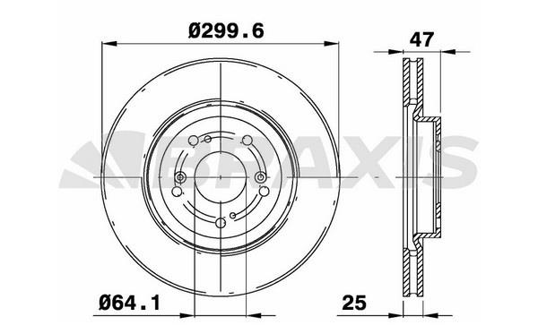 Braxis AE0432 Front brake disc ventilated AE0432