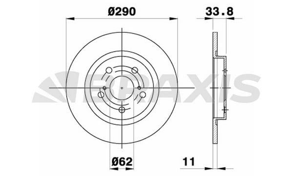 Braxis AE0416 Rear brake disc, non-ventilated AE0416