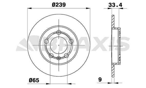 Braxis AE0415 Rear brake disc, non-ventilated AE0415