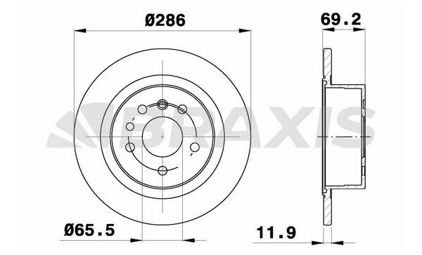 Braxis AE0411 Rear brake disc, non-ventilated AE0411