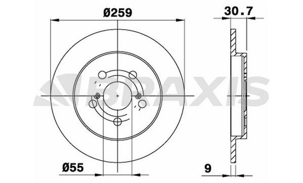 Braxis AE0403 Rear brake disc, non-ventilated AE0403