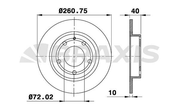 Braxis AE0401 Rear brake disc, non-ventilated AE0401