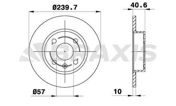 Braxis AE0396 Rear brake disc, non-ventilated AE0396