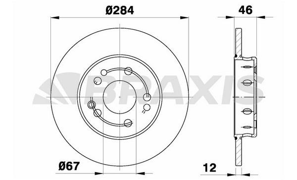 Braxis AE0394 Unventilated front brake disc AE0394
