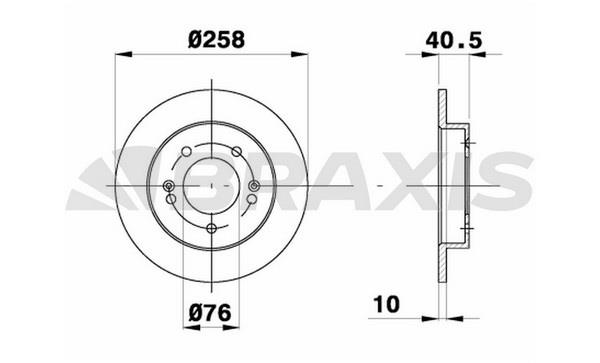 Braxis AE0386 Rear brake disc, non-ventilated AE0386