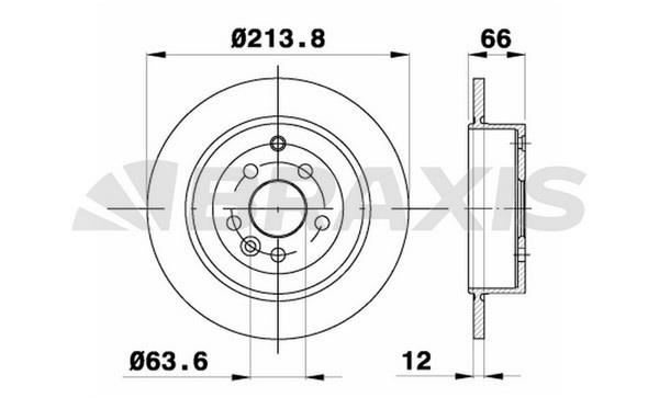 Braxis AE0371 Rear brake disc, non-ventilated AE0371