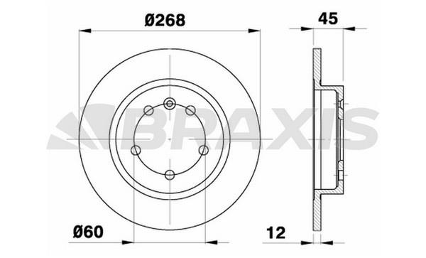 Braxis AE0292 Rear brake disc, non-ventilated AE0292