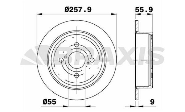 Braxis AE0283 Rear brake disc, non-ventilated AE0283