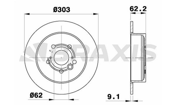 Braxis AE0263 Rear brake disc, non-ventilated AE0263