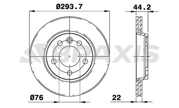 Braxis AE0205 Rear ventilated brake disc AE0205