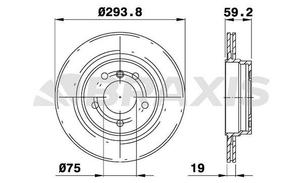 Braxis AE0199 Rear ventilated brake disc AE0199